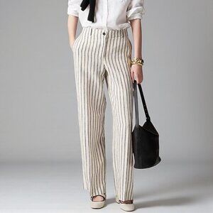 Striped Cream and Black Women's Pants